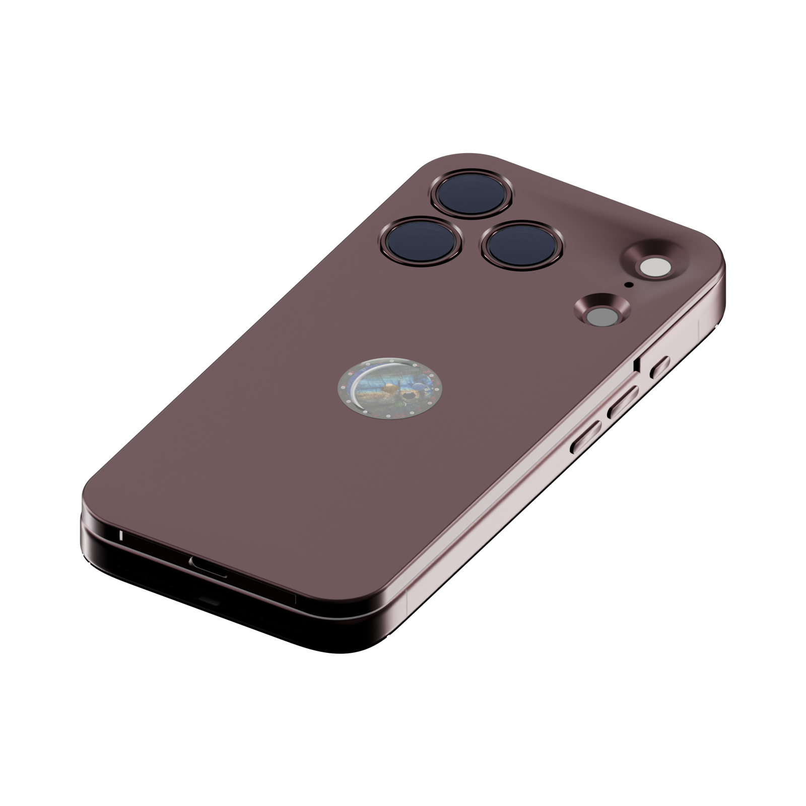 sunulink.shield in matte Burgundy titanium on an iPhone 18 Pro in Burgundy